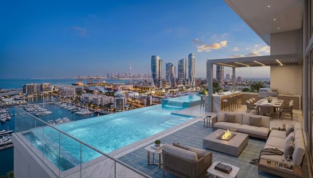 Terrace pool looking toward the skyline
